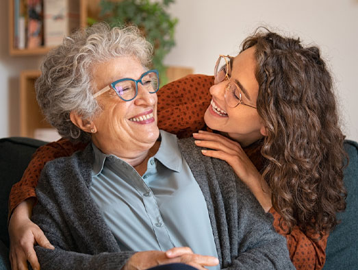 senior woman with daughter